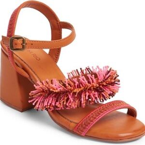 Farm Rio Beaded Fringe Sandals with 3” Heel